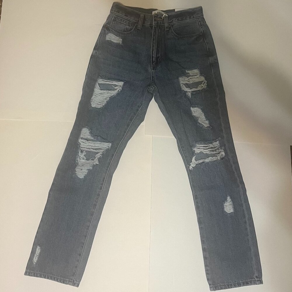 Ripped Blue Girlfriend Jeans
